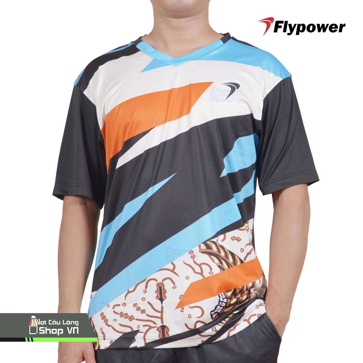 Áo Cầu Lông Flypower Rinjani 12 (black/skyblue)