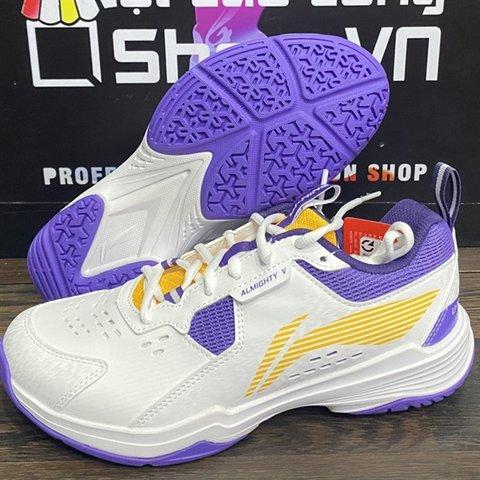 Giày Cầu Lông Lining Almighty V Aytt001-4 Trắng/tím/vàng Nội Địa