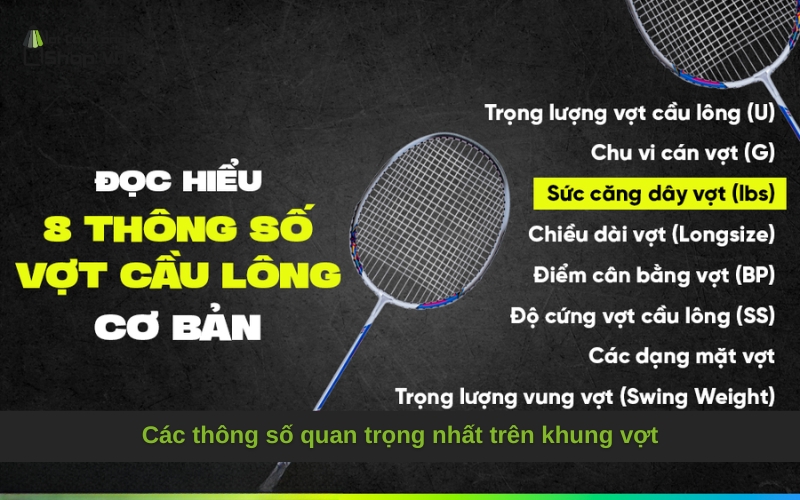 Các thông số quan trọng nhất trên khung vợt