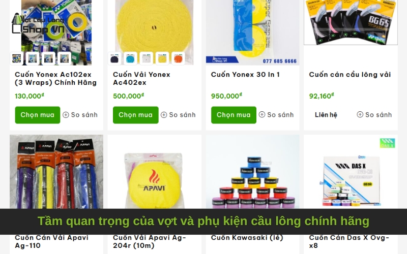 Tầm quan trọng của vợt và phụ kiện cầu lông chính hãng