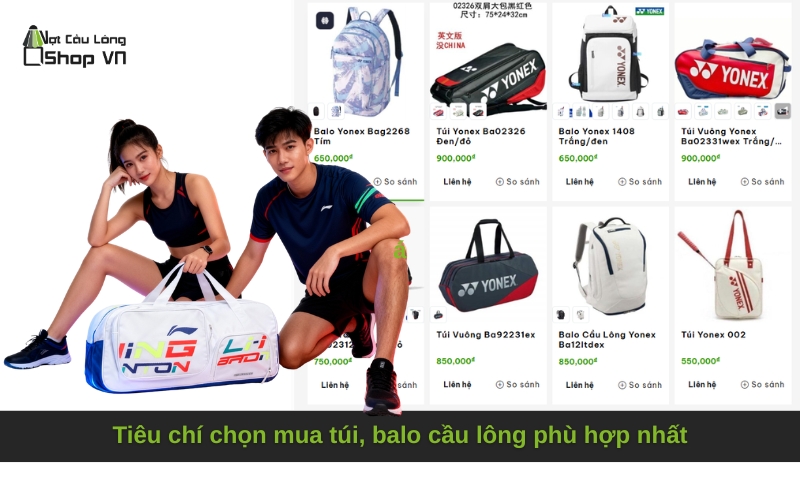 Tiêu chí chọn mua túi, balo cầu lông phù hợp nhất