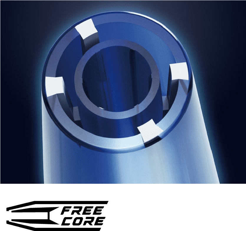 FREECORE giúp phản lực trái cầu tốt hơn và nhanh chóng đưa cây vợt trở về trạng thái ban đầu trong thời gian ngắn.