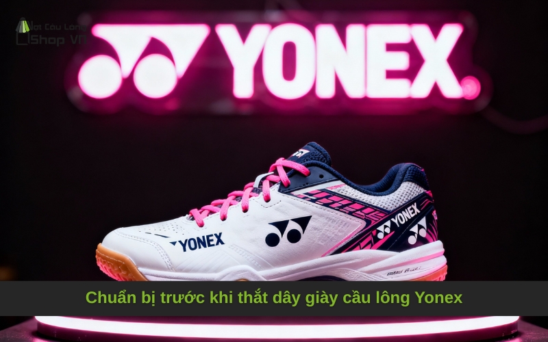Chuẩn bị trước khi thắt dây giày cầu lông Yonex