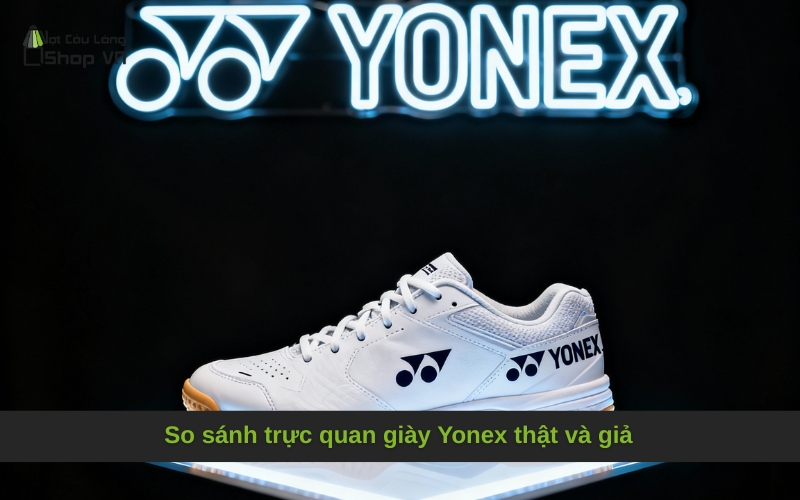 So sánh trực quan giày Yonex thật và giả